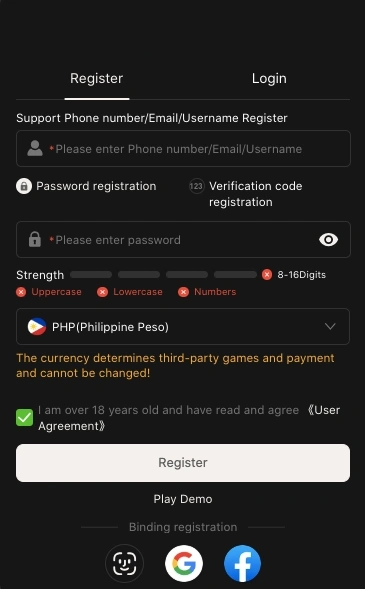 MANALOSLOT registration form for new casino players